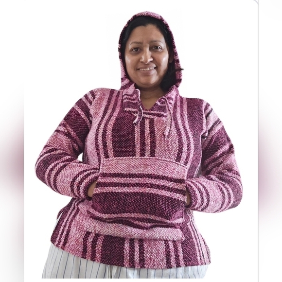 Baja Hoodie Pullover sweater Unixes Slip on style Pink/white and Black One size - Picture 11 of 17
